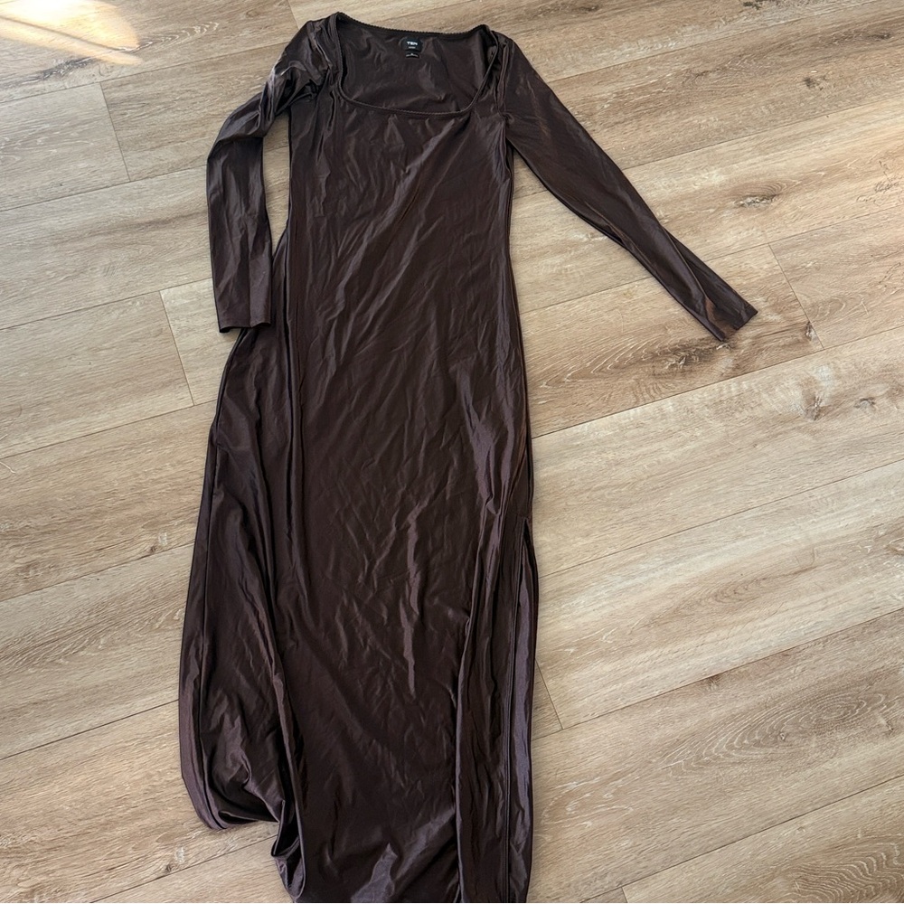 Aritzia brown square neck maxi dress